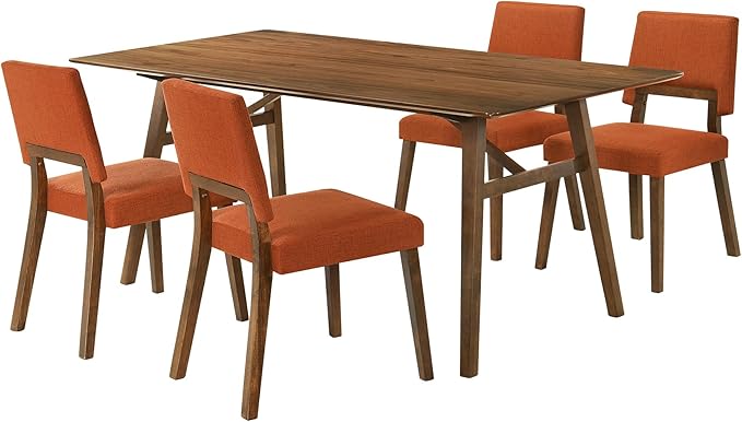 Armen Living Channell Mid Century Modern 5 Piece Walnut Wood Dining Table Set by ArmenLiving