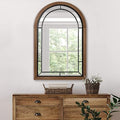 blue page Arched Mirror, Farmhouse Wall Decor Accent, Rustic Wood Framed Mirror by bluepage