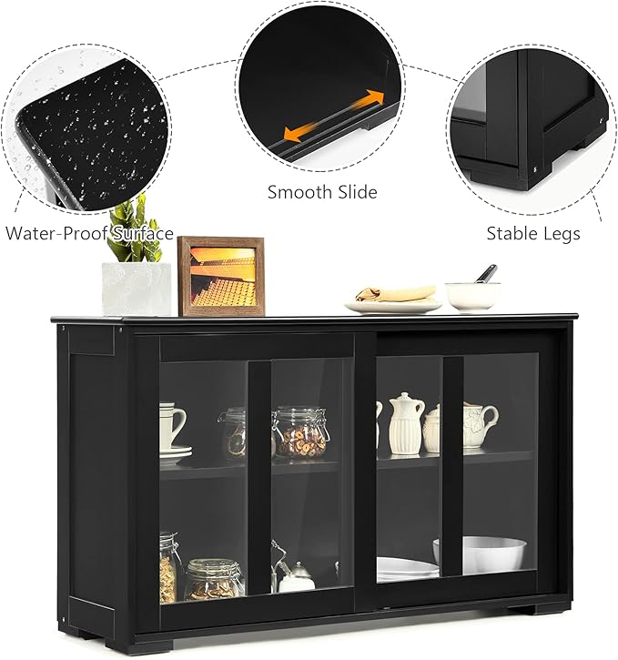 Costzon Sideboard Buffet Cabinet, Wooden Kitchen Storage Cabinet - Image 5