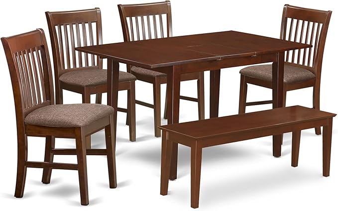 East West Furniture PSNO6C-MAH-C 6 Piece Dining Room Set Contains a Rectangle by EastWestFurniture