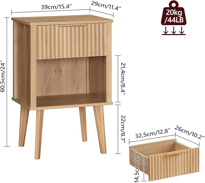 End Table, Fluted Night Stand, Modern Side Table, Bedside Table - Image 3
