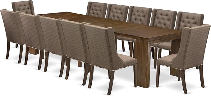 X12FO-008-18 - 13 Pieces Mid Century Dining Set includes an Extendable - Image 2