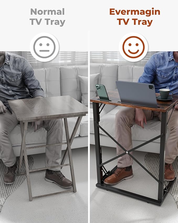 21''Wx28''H Folding TV Tray for Eating, Small Foldable C-Shaped Tray Table - Image 6
