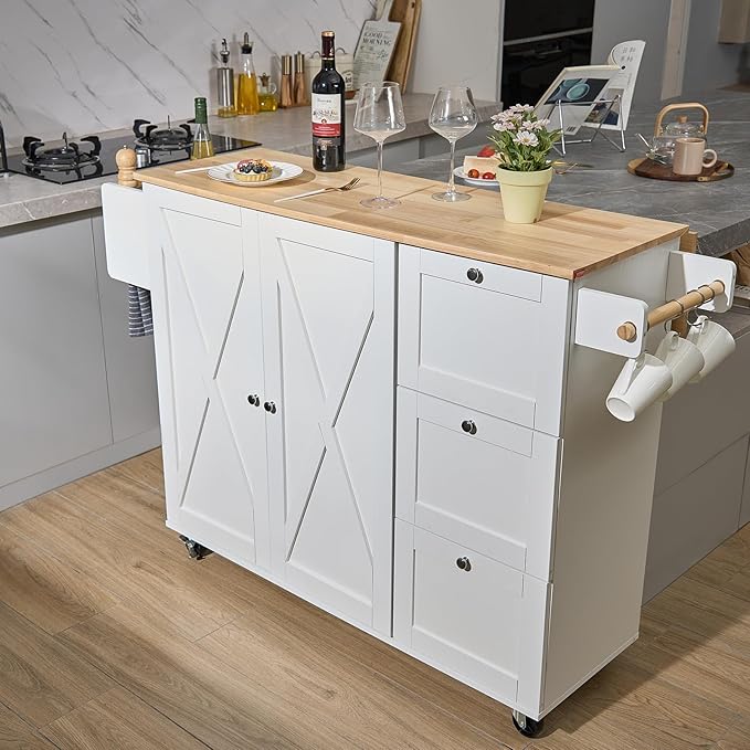 VEVOR Kitchen Island Cart, 45.3x39 inch Rolling Kitchen Table, Mobile Carts - Image 8