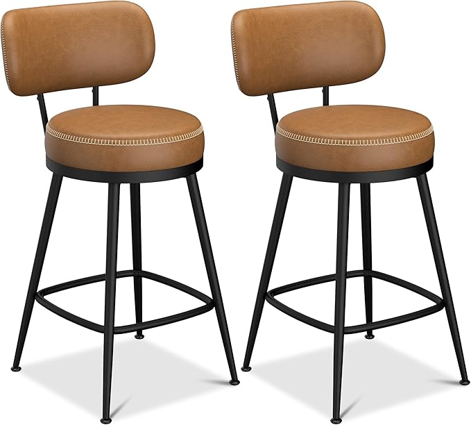 Counter Height Bar Stools, Faux Leather Kitchen Counter Stools - Image 9