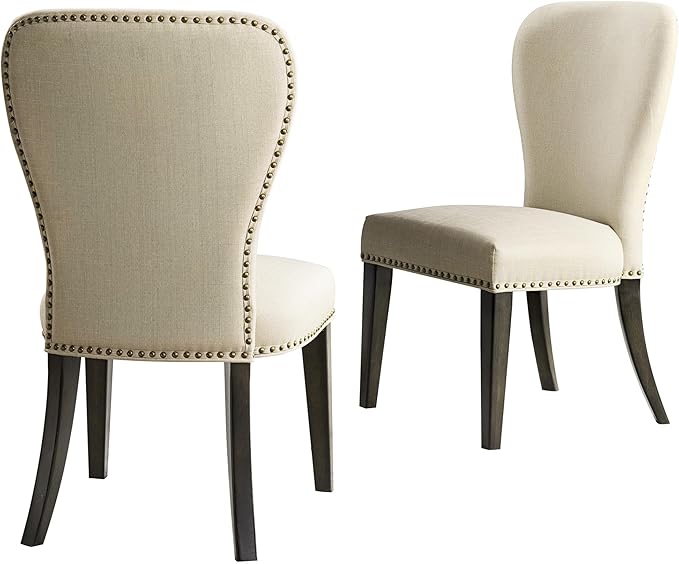 Alaterre Furniture Savoy Upholstered Dining Chairs – Set of 2 Parsons Style - Image 3