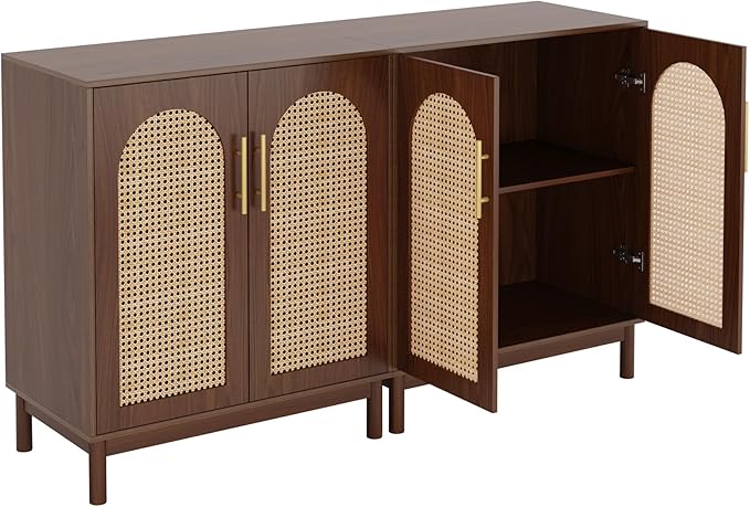Tribesigns Set of 2 Rattan Sideboard Buffet Cabinet - Image 9