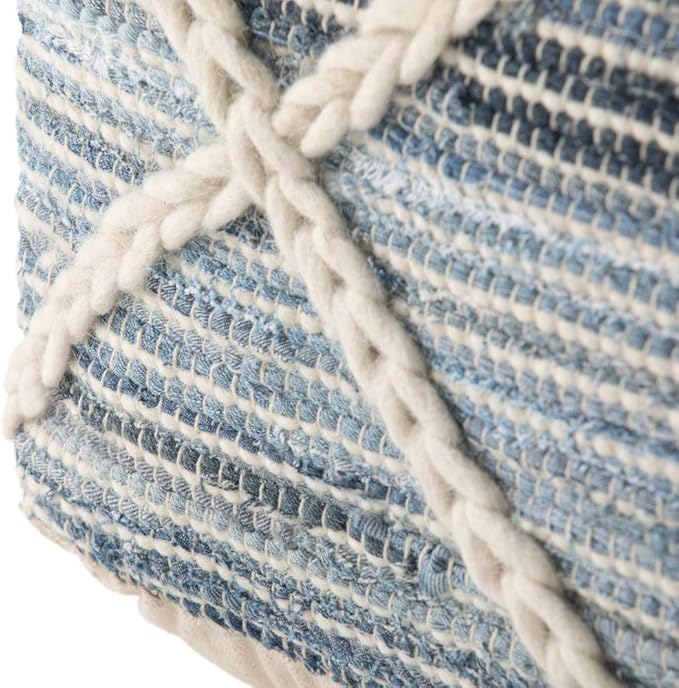 SIMPLIHOME Cowan Boho Square Pouf in Blue, Natural Handloom Woven - Image 6