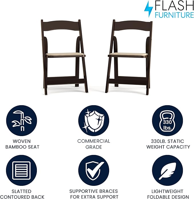 Flash Furniture 2 Pack HERCULES Series Fruitwood Wood Folding Chair - Image 3