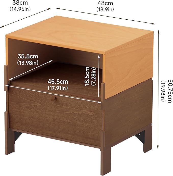 SBS-AL-21-23 Sebastack Night Stand, Customizable 2 Drawers Bedside Table - Image 2