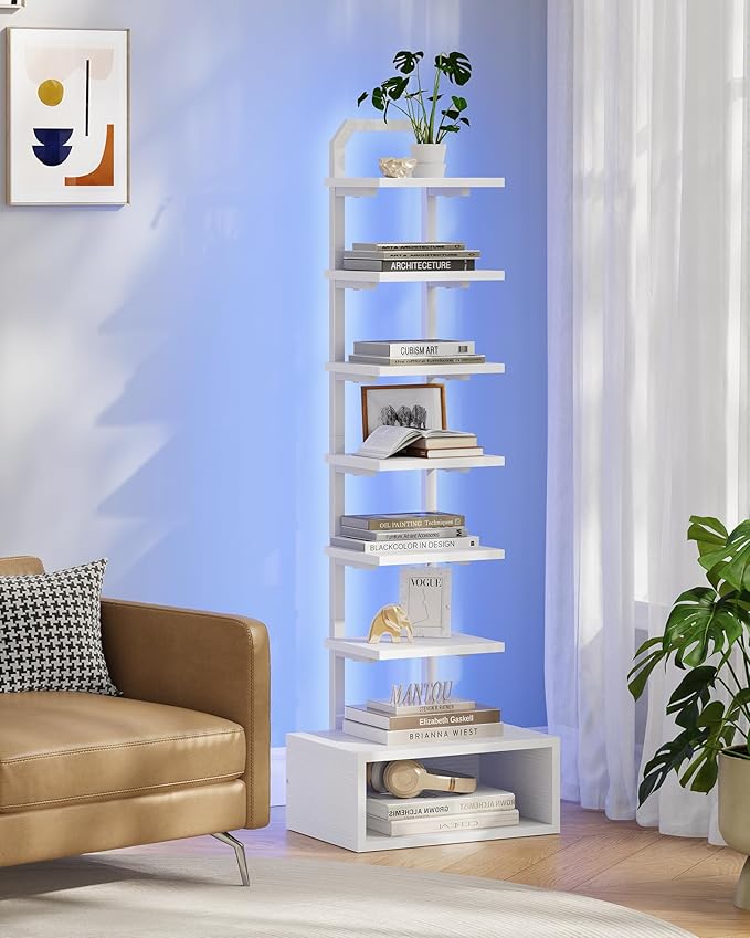 8-Tier Bookshelf, LED Bookcase by Choezon
