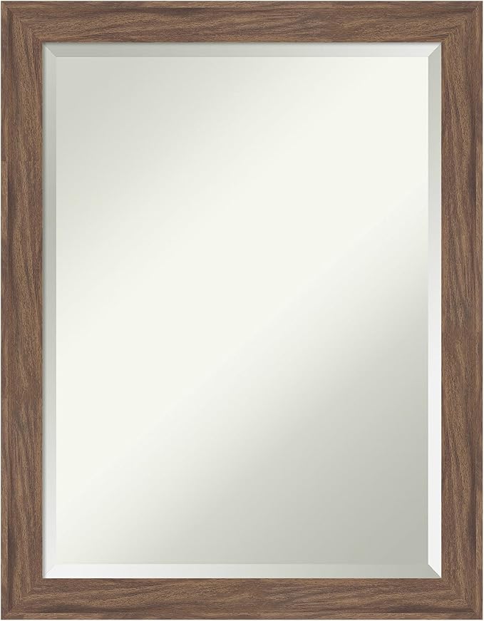 Amanti Art Brown Wall Mirror 27x21 Pia Medium Brown Narrow Rectangle Bathroom by AmantiArt