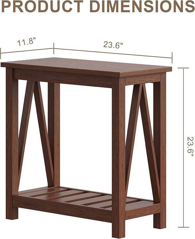 ChooChoo Farmhouse End Table, Narrow Side Table, Slim End Table - Image 3