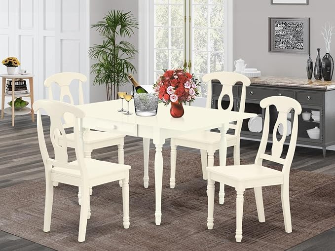 East West Furniture MZKE5-LWH-W 5 Piece Dining Room Furniture Set Includes a - Image 2