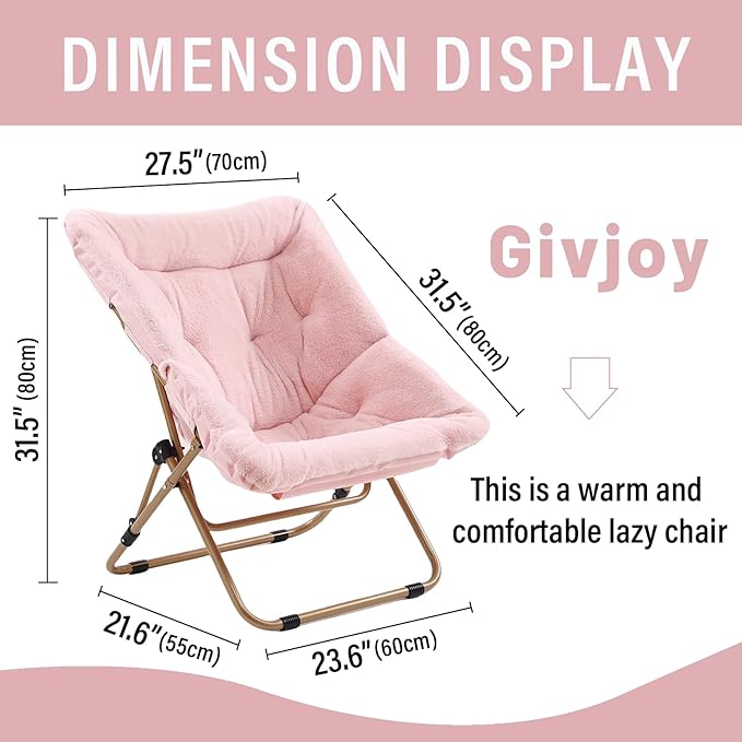 Comfy Folded Chair, Soft Faux Fur Oversized Folding Chair, Flexible Lounge Lazy - Image 3