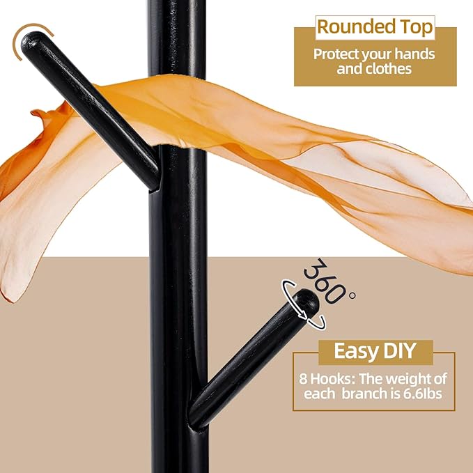 Yawinhe Coat Rack, Sturdy Woode Stand Tree - Image 5