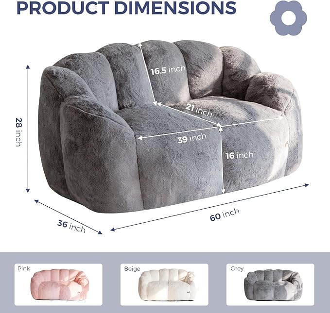MAXYOYO Bean Bag Chair for Adults, Loveseat Floral Shaped Bean Bag Sofa - Image 2