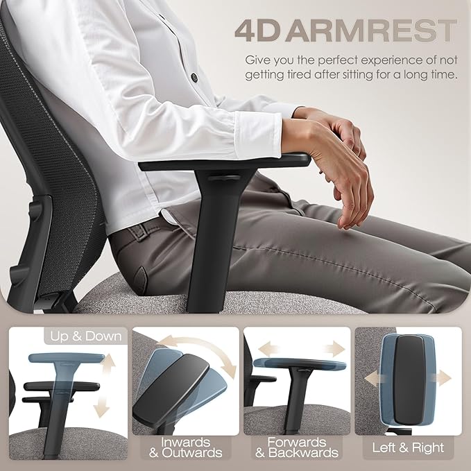 T96C Ergonomic Home Office Chair, Mesh Computer Desk Chair - Image 6