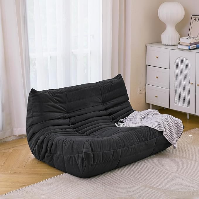 N&V Fireside Mid Century Armless Floor Sofa, Soft Premium Microfiber Lounge - Image 4