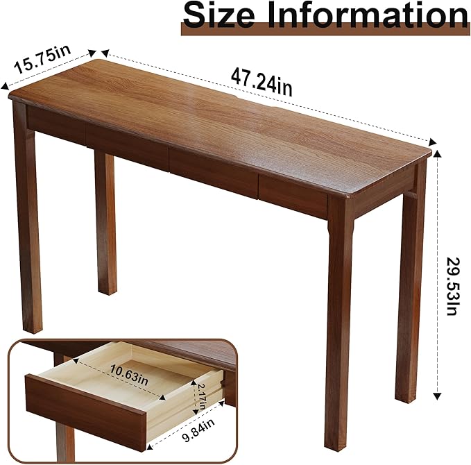 Solid Wood Desk with Drawers - Image 3
