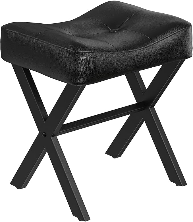 18-Inch Leather Vanity Stool Chair, Vanity Bench by MEMOBARCO