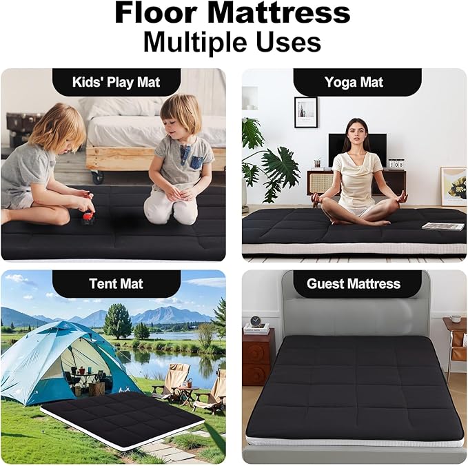 Tiita Queen Memory Foam Mattress Topper, Portable Roll Up Travel Car Camping - Image 7