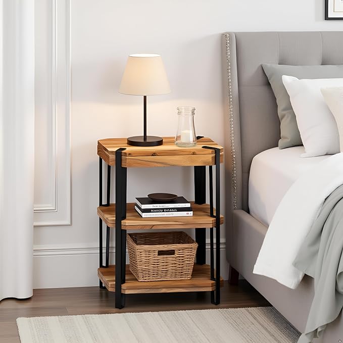 Ryegate 3-Tier End Table with Storage “ Live Edge Solid Acacia Wood Side Table - Image 7