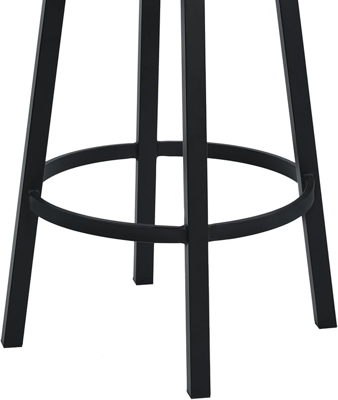 Armen Living Madrid 26" Seat Height Swivel Modern Ford Black Faux Leather and - Image 9
