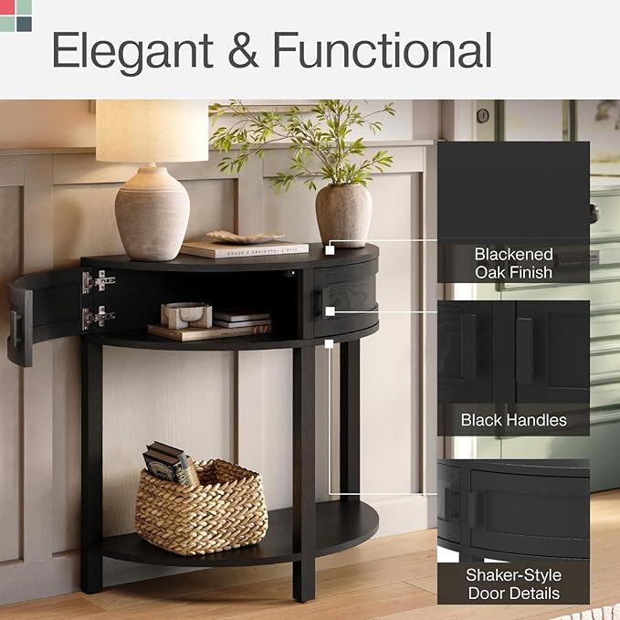 Living Room Furniture Sofa Table Half Moon - 32 in x 15.75 in - Image 6