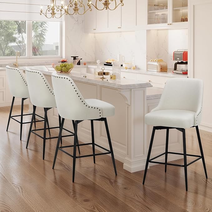 COLAMY Bar Stools Set of 4, 26.18" Counter Height Swivel Stools by COLAMYINC
