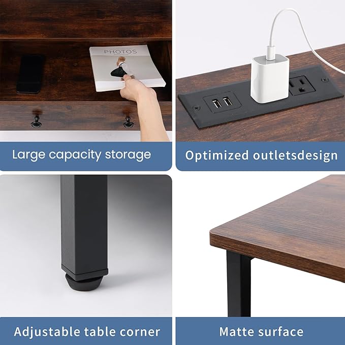 3 Wooden Drawers Nightstand, 27 Inch Wide Night Stand Set 2 - Image 4