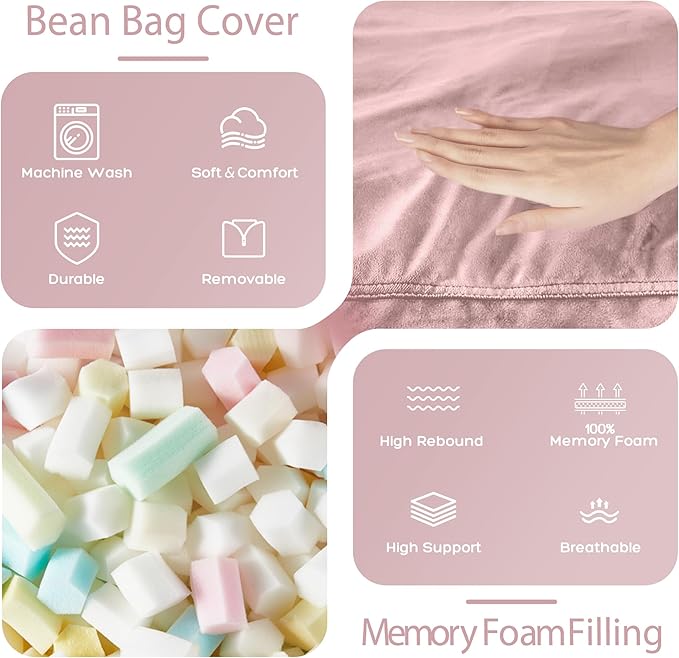 HABUTWAY Bean Bag Chair: Giant 4' Memory Foam Furniture Bean Bag Chairs - Image 5