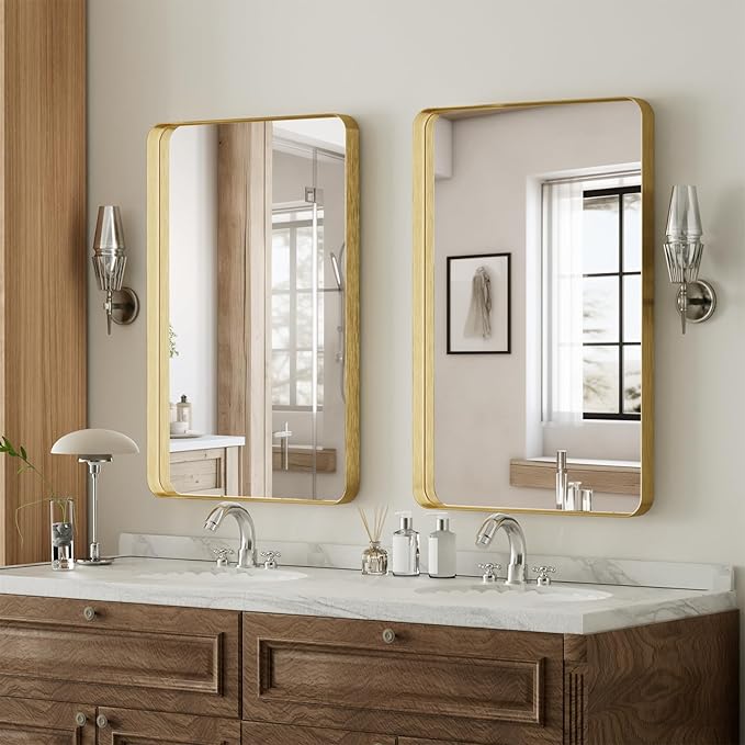 Bathroom Mirror 20x30 inch, Modern Round Corner Bathroom Vanity Mirror - Image 2