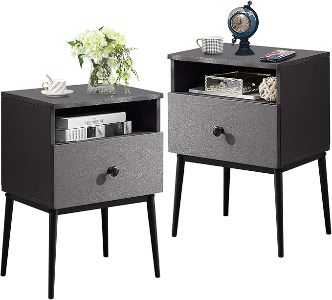 VECELO 2-Tier Nightstands Bedside Table by VECELO