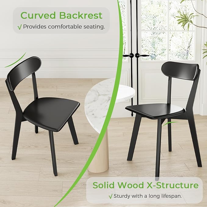 DELAVIN Oak Wood Dining Chairs Set of 4, Mid Century Modern Kitchen Chairs - Image 5