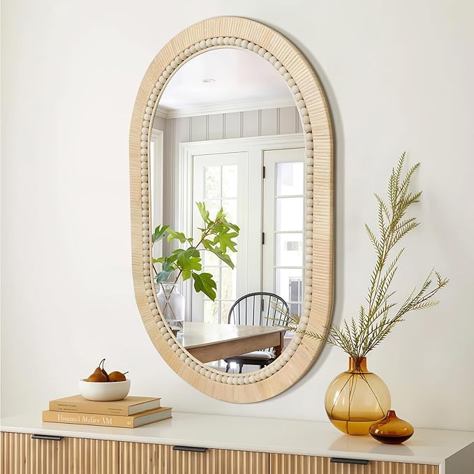 ULIKE Rattan Mirror for Bathroom, 20x30 Inch Oval Rustic Farmhouse Wall Decor - Image 6