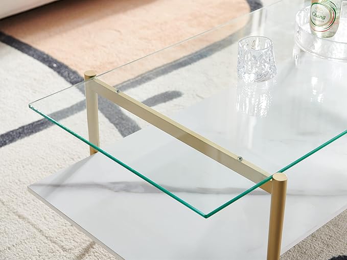 AGV LIGHTING Tadio Glass Coffee Table, Mid-Century Modern Coffee Table - Image 9