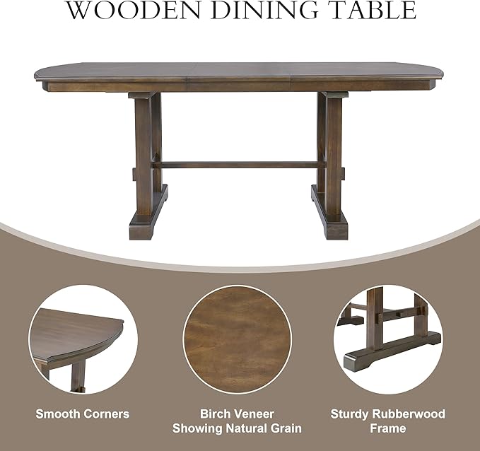 Ball & Cast Dining Table Set for 6, 6-Piece Kitchen Table Set W/ 4 Upholstered - Image 6