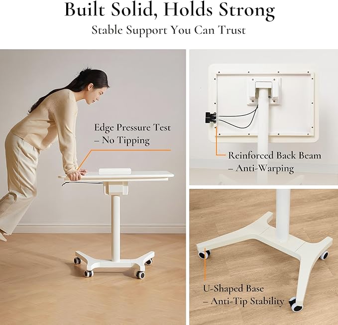 Adjustable Computer Desk, Solid Wood Folding Desk - Image 7