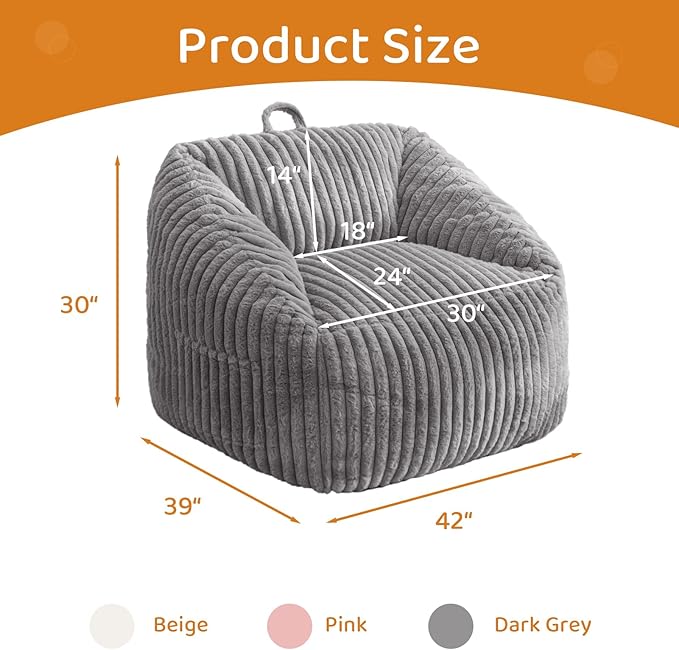 BYBYME Giant Bean Bag Chair for Adults and Kids, Large Comfy Cozy Beanbag - Image 2