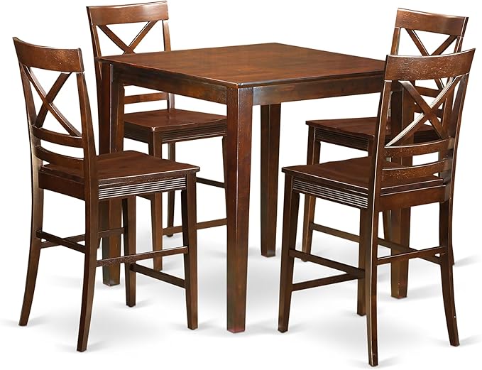 East West Furniture VNQU5-MAH-W 5 Piece Counter Height Pub Set Includes a by EastWestFurniture