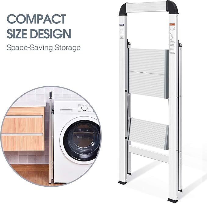 KINGRACK Aluminium 2 Step Ladder, Lightweight Step Stool - Image 5