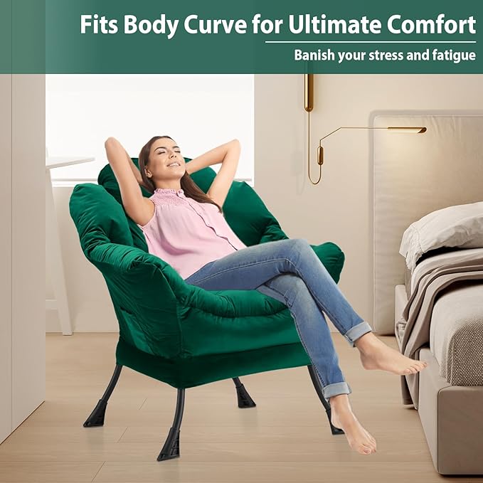 Lazy Chair Thick Padded, Comfy Velvet Accent Lounge Chair - Image 4