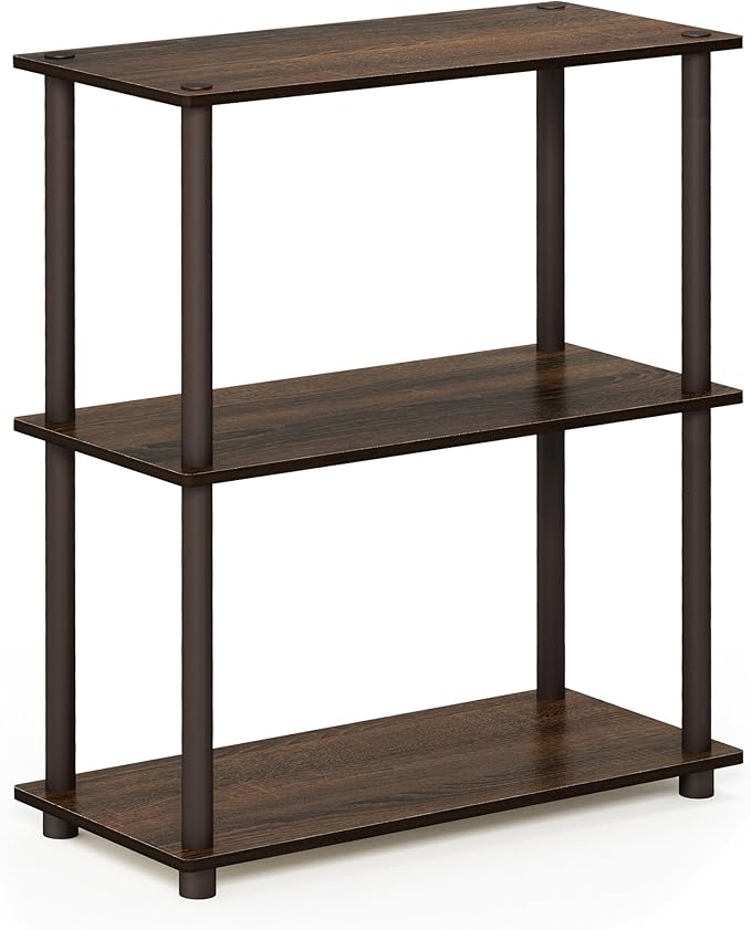 Furinno Turn-N-Tube 3-Tier Compact Multipurpose Shelf Display Rack, Walnut/Brown by Furinno-FitsYourSpaceFitsYourBudget