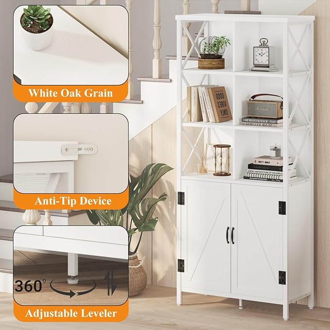FATORRI Tall Bookshelf and Bookcase, Industrial Bookshelf - Image 4