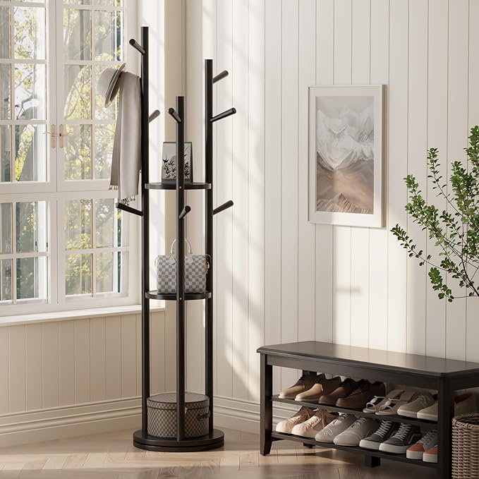 Solid Wood Rotary Coat Rack, Freestanding Coat Rack - Image 9