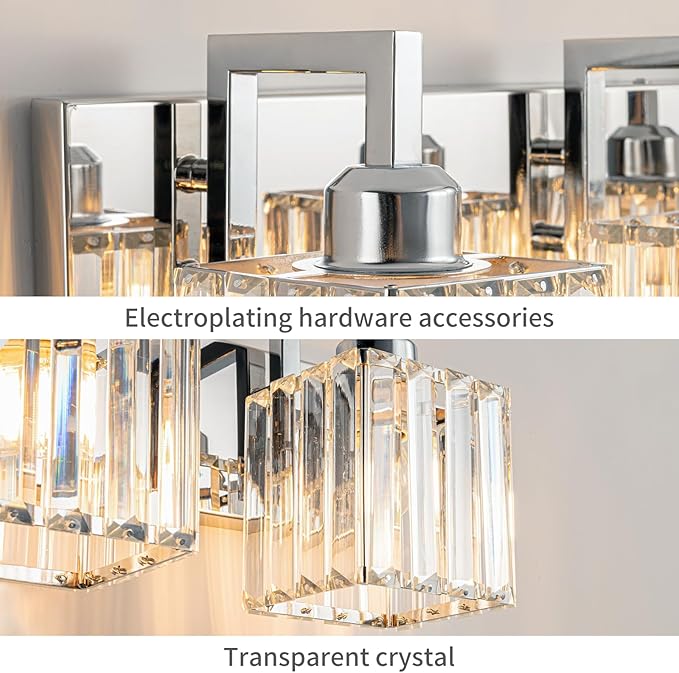 Modern Bathroom Vanity Light 5-Lights Chrome Crystal Wall Lamp Bathroom Modern - Image 5