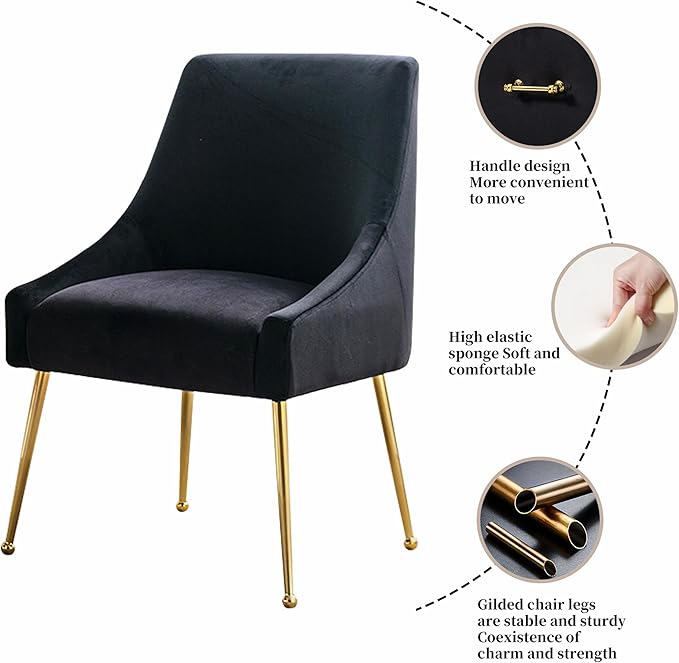 Modern Velvet Dining Chairs Set of 4, Contemporary Upholstered Furniture - Image 5