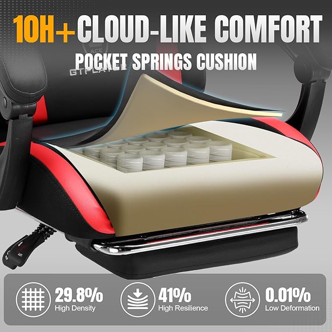 GTRACING Gaming Chair with Foot Rest & Pocket Spring Cushion, Ergonomic High - Image 4
