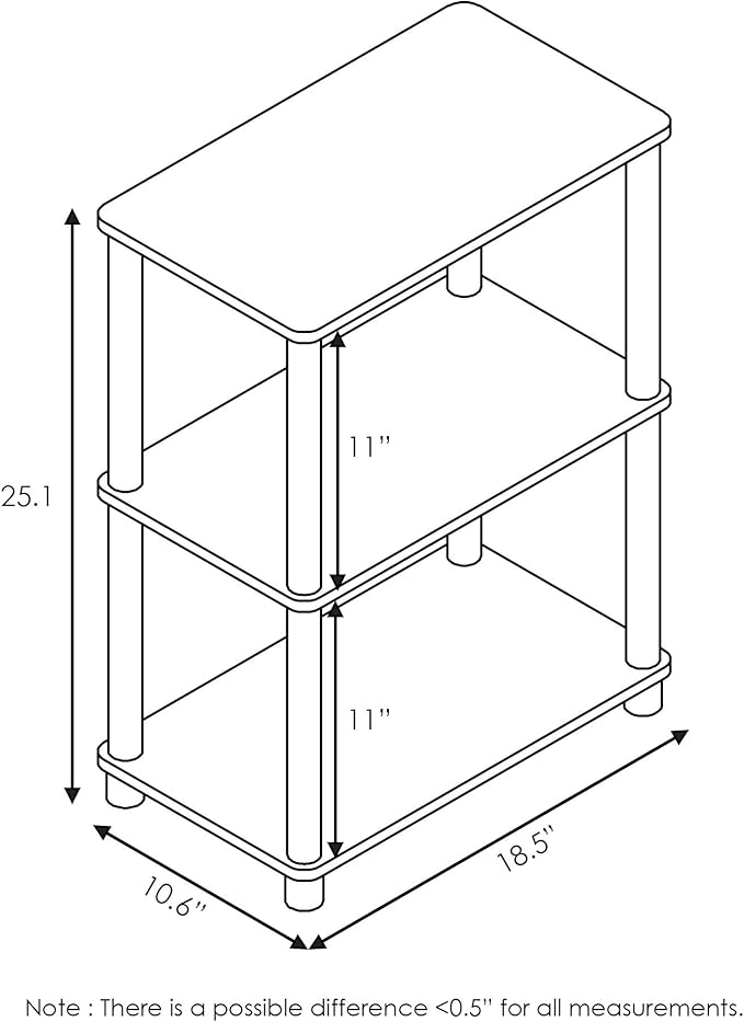 Furinno Turn-N-Tube No Tool 3-Tier Storage Shelf, Espresso/Black - Image 2